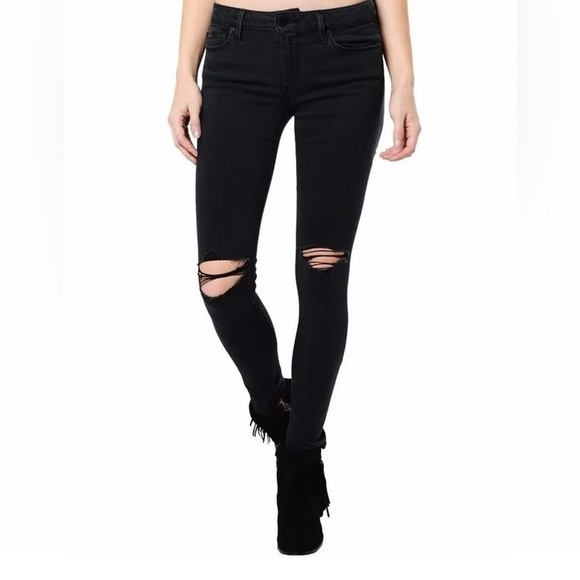 Joe's Jeans Brie Flawless Vixen Skinny Ankle Jeans Black Distressed Denim - Picture 3 of 16